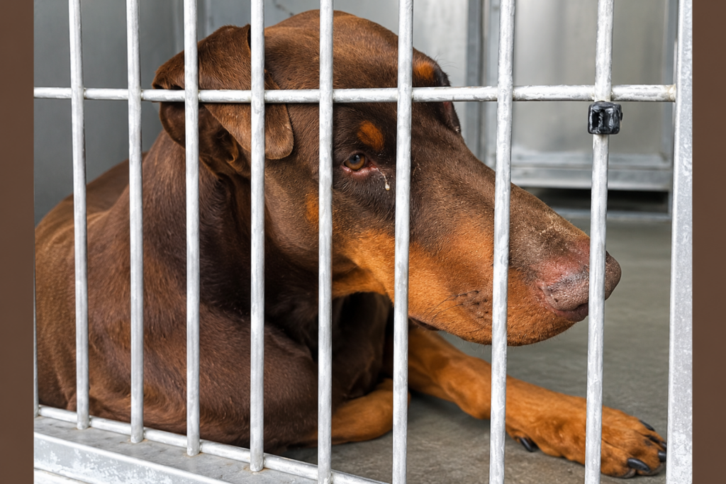 Terrified, Young Doberman on Dreaded Euthanasia List